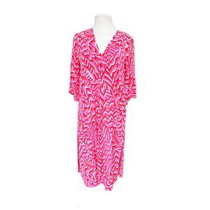 Zara Red & White Swirl Print 3/4 Sleeve Midi Dress | Size XS